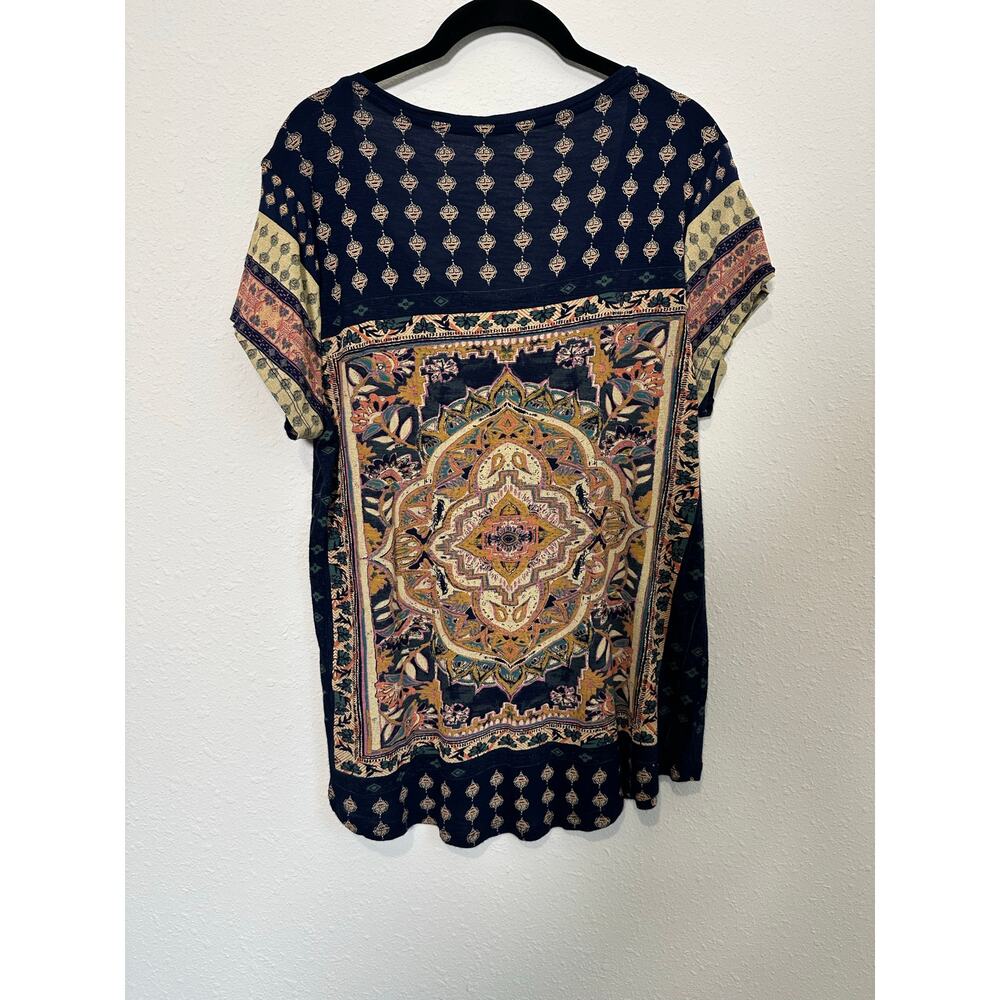 LUCKY BRAND Persian Carpet Boho Print Short Sleeve Graphic T-Shirt Top Womens L - Picture 5 of 7